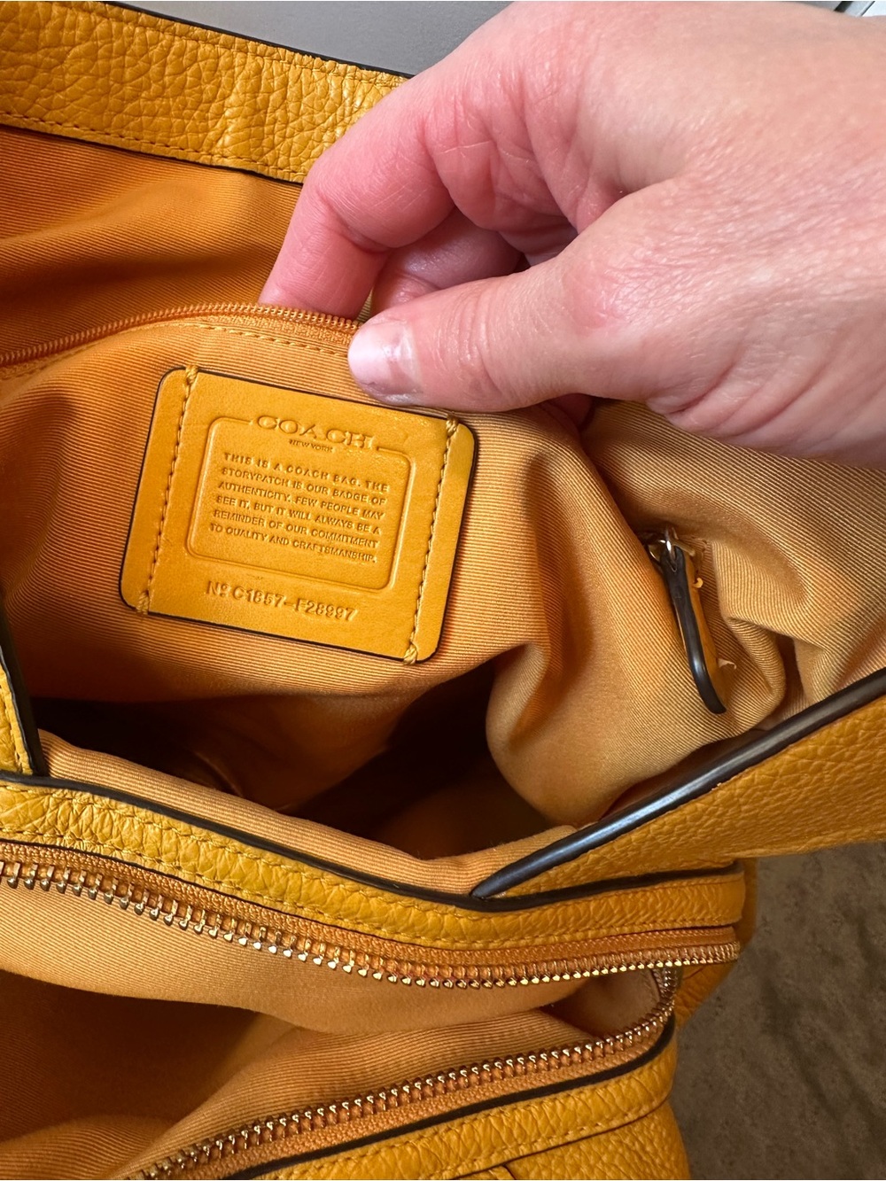 Coach Mustard Yellow Pebbled Leather Shoulder Bag with Matching Wallet - Picture 6 of 14